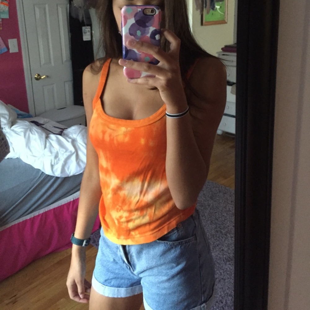 orange tie dye crop top